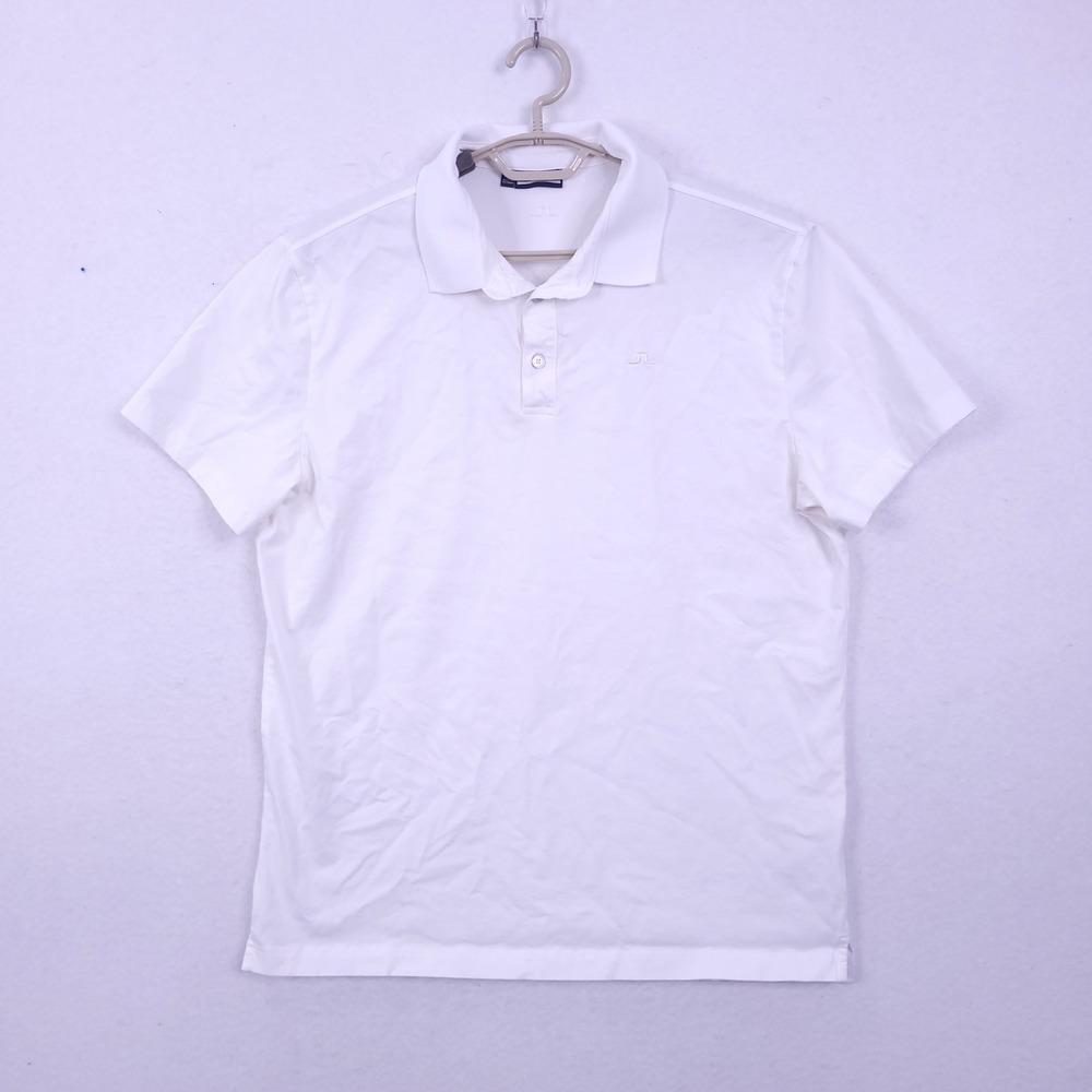 J.Lindeberg Bridger Polo Shirt Mens Size XL White Short Sleeve Golf Prepy Logo
